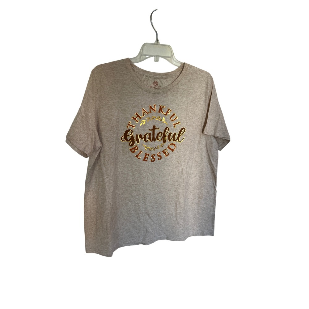PositiviTees Thankful Grateful Blessed Graphic Tee Oatmeal Heather XXL 20